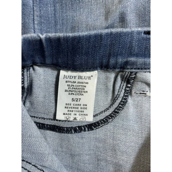 Judy Blue Jeans Womens 5/27 Blue Stretch Slim Fit Faded Pull On Released Hem - Picture 7 of 7